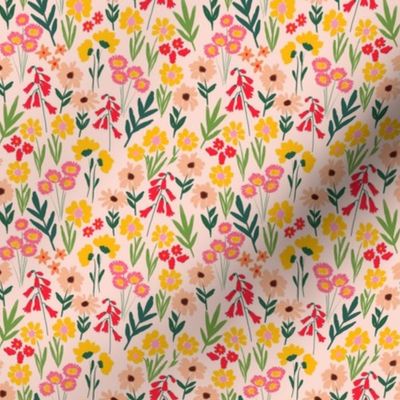 02 Happy Florals in Warm Yellow and Coral Pink