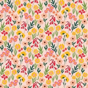 02 Happy Florals in Warm Yellow and Coral Pink