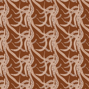 Hand-Drawn Beige Snake Fabric: Earthy Tones & Minimalist Animal Patterns