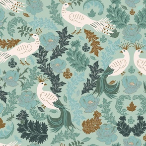 Victorian Era Birds & Flowers Wallpaper
