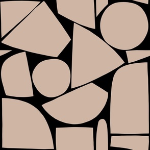 LARGE - Earthy Geometric Mosaic 4. Sand on Black