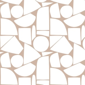 MEDIUM - Earthy Geometric Mosaic 5. White on Sand