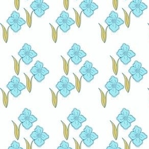 stylised teal green flowers for fabric