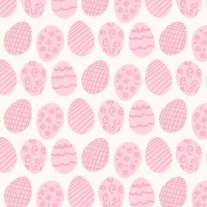 Pink Doodled Easter Eggs on White Background