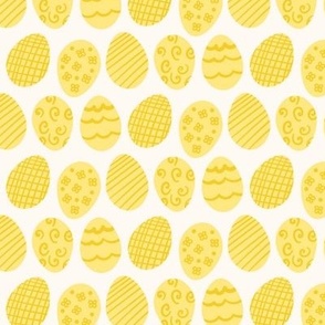 Yellow Easter Eggs on White Background