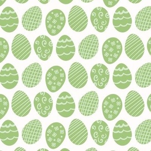 Green and White Doodled Easter Eggs 
