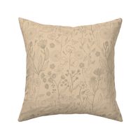 Romantic hand drawn floral pattern on a pastel beige background