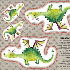 Four dragons, one yard -- Cut and Sew Dragon plushies, set one