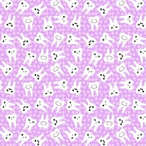 (small scale) kawaii scattered teeth on spring purple