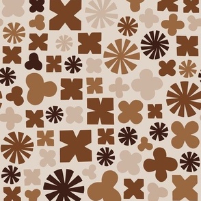 Geo Flower Meadow in brown shades on a sand background 