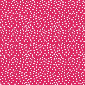  painterly polka dots  in strawberry red and white