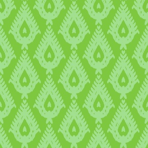Traditional Teardrop Ikat, Spring Green and Lime Green. Custom