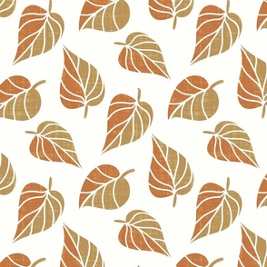 Leaves in Orange and Gold on a Cream Background 