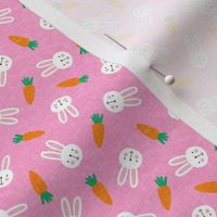 (micro scale V2) bunnies and carrots - pink - easter spring - C23