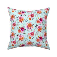 Summer Bliss Hot Pink and Orange Watercolor Floral // Mint
