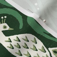 peacock ikat/white on green/large