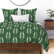 peacock ikat/white on green/large