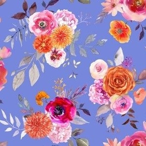 Summer Bliss Hot Pink and Orange Watercolor Floral // Periwinkle