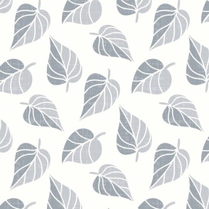 Leaves in Grey and Light Grey on a Cream Background 