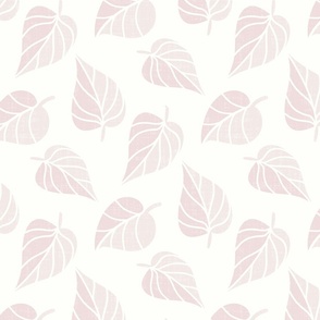 Leaves in Pink and Light Pink on a Cream Background 