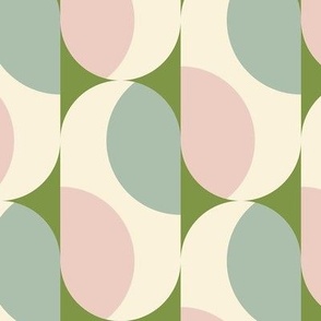 Pastel retro geometric / Large scale / Green+baby pink+sage