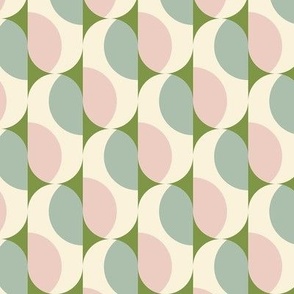 Pastel retro geometric / Medium scale / Green+baby pink+sage