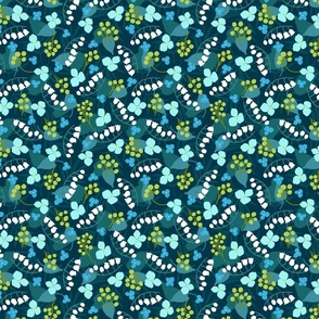 Poisonous Plants  in Teal Aqua and Navy (Small Scale)