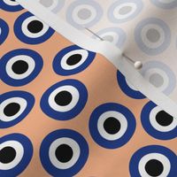 Minimalist retro evil eye - irregular circles and dots arabic abstract symbol on soft peach SMALL