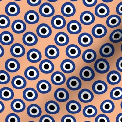 Minimalist retro evil eye - irregular circles and dots arabic abstract symbol on soft peach SMALL