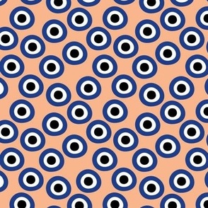 Minimalist retro evil eye - irregular circles and dots arabic abstract symbol on soft peach SMALL