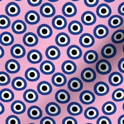 Minimalist retro evil eye - irregular circles and dots arabic abstract turkish symbol on pink SMALL