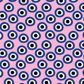 Minimalist retro evil eye - irregular circles and dots arabic abstract turkish symbol on pink SMALL