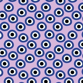 Minimalist retro evil eye - irregular circles and dots arabic abstract turkish symbol on lilac purple SMALL
