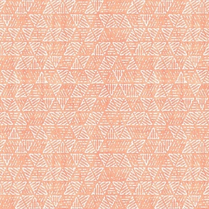 Vintage Geometric Striped Triangles Batik Block Print in Peach Fuzz and White (Medium Scale)