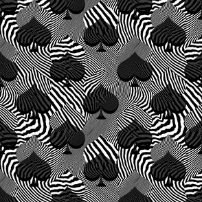 Maximalist Zebra Striped Spades Motif, Black and White (Medium Scale)