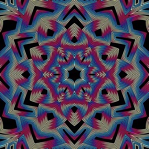 Abstract Gradient Geometric Laser Lines Mandala