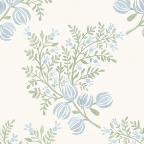 Soft Green AND Light BLUES on Cream EMMA FLORAL TOSS copy