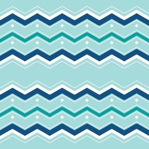 Horizontal Retro Zigzag Geometric in Navy, Baby Blue and White - 4x4