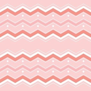 Horizontal Retro Zigzag Geometric in Pink, White and Rose - 4x4