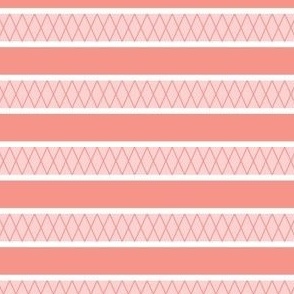 Horizontal Stripe with Ikat Weave in Pink, White and Rose - 4x4