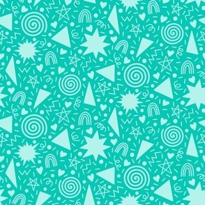 Magic Doodles MONO - SMALL - AQUA Teal Turquoise Blue Memphis Design