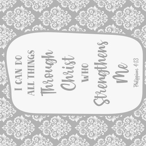 Large 27x18 Panel I Can Do All Things Through Christ Who Strengthens Me philippians 4:13 Christian Bible Verses Scripture Sayings and Hymns on Soft Grey