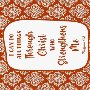 Large 27x18 Panel I Can Do All Things Through Christ Who Strengthens Me philippians 4:13 Christian Bible Verses Scripture Sayings and Hymns on Sunset Orange