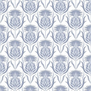 Thistle, Medium, Soft Blue on Bright White 