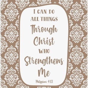 14x18 Panel I Can Do All Things Through Christ Who Strengthens Me philippians 4:13 Christian Bible Verses Scripture Sayings and Hymns on Tan