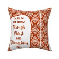 14x18 Panel I Can Do All Things Through Christ Who Strengthens Me philippians 4:13 Christian Bible Verses Scripture Sayings and Hymns on Sunset Orange