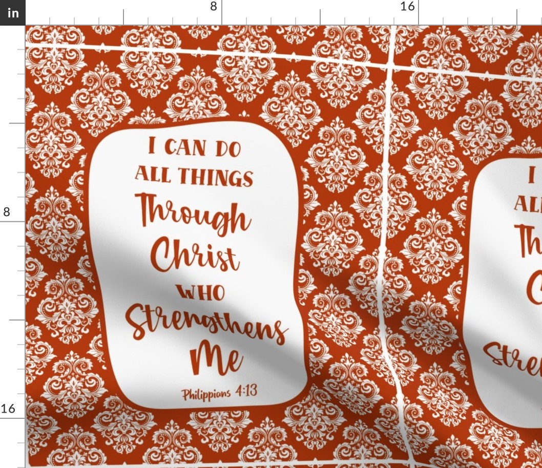 14x18 Panel I Can Do All Things Through Christ Who Strengthens Me philippians 4:13 Christian Bible Verses Scripture Sayings and Hymns on Sunset Orange