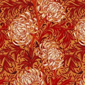 chrysanthemum in red and gold for lunar new year