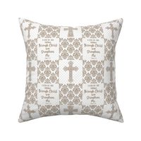 Smaller Scale Patchwork 3" Squares I Can Do All Things Through Christ Who Strengthens Me Philippians 4:13 Christian Bible Verses Scripture Sayings and Hymns for Cheater Quilt or Blanket White and Tan