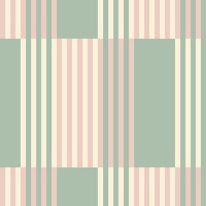 Pastel retro stripes / Large scale / Beige+baby pink+sage